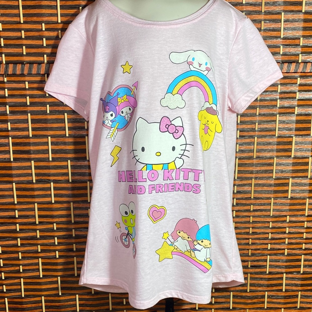 Hello Kitty and Friends Graphic Tee Youth Large Pink Sanrio Licensed